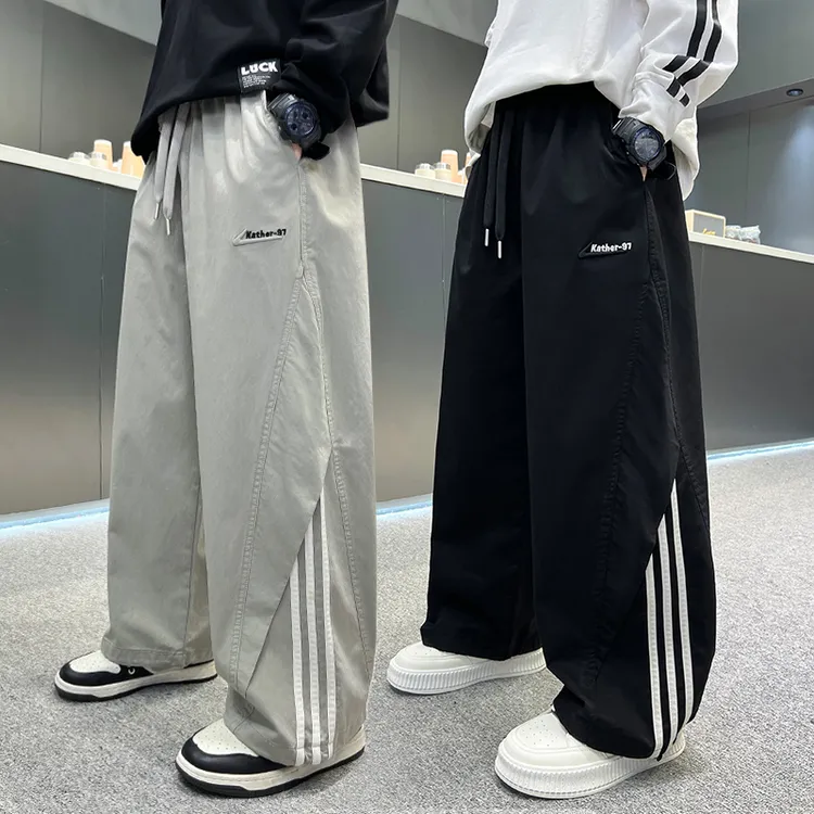 男童裤子6-12岁春秋款2025新款儿童直筒休闲裤大童春季工装裤痞帅