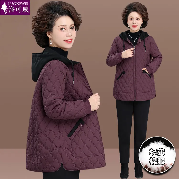 胖妈妈冬装羽绒棉服大码保暖棉衣中老年人女秋冬轻薄夹棉外套棉袄