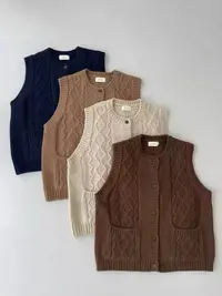 东大门la麻花针织马甲