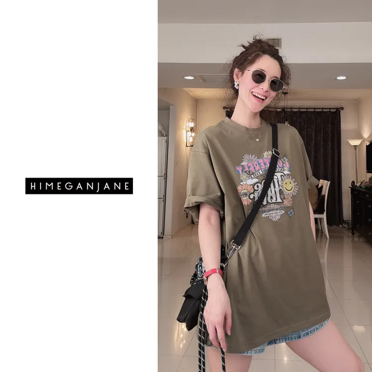 HIMEGANJANE“oversize”大版重工手工缝珠短袖T 1396