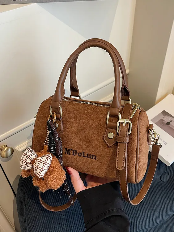 超火小众复古麂皮绒包包女2025新款休闲百搭斜挎包时尚手提枕头包