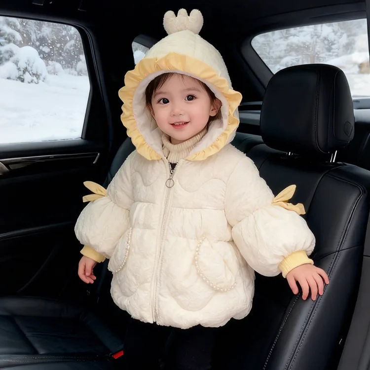 女童冬装加厚棉服婴儿【平替好物】中长款加绒冬棉衣女宝宝连帽外套