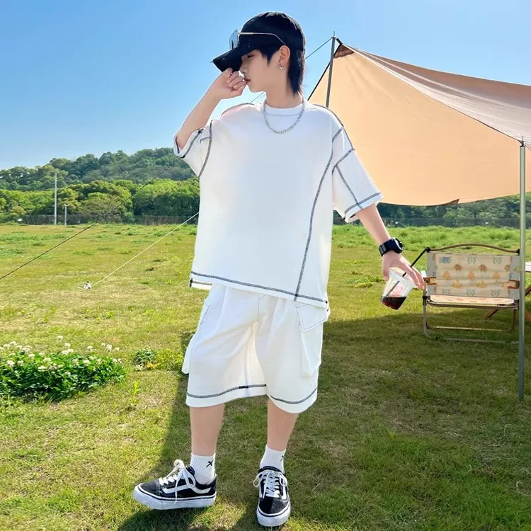 男童夏装套装2025新款儿童夏季短袖痞帅两件套大童运动帅气时髦潮