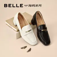 百丽粗高跟海鸥乐福鞋女2025秋季新品商场同款英伦风真皮软底单鞋