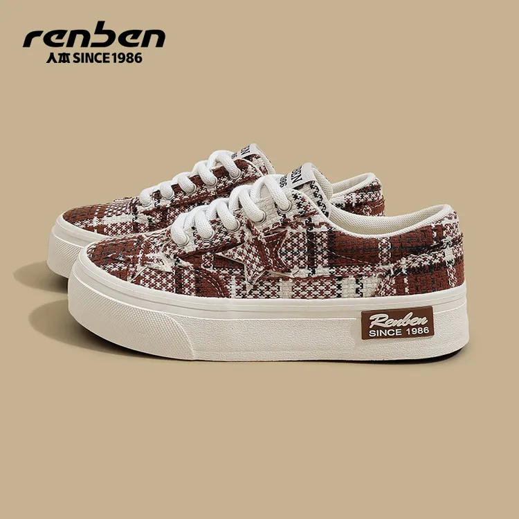 人本官方旗舰店2025秋季帆布鞋休闲鞋小众ins风低帮女鞋女款潮鞋