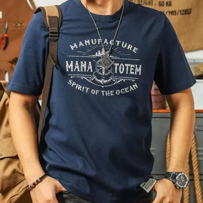 美式痞帅高街重磅纯棉短袖T恤男款夏季潮牌男士圆领短袖百搭上衣