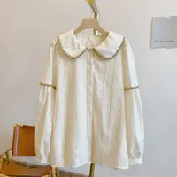Y3203钩花提花全开扣娃娃领衬衫