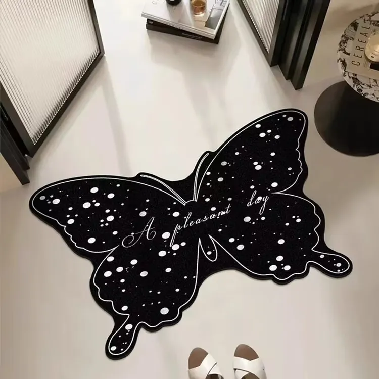 软硅藻泥蝴蝶地垫家用浴室卫生间厕所门口吸水防滑耐磨速干垫子