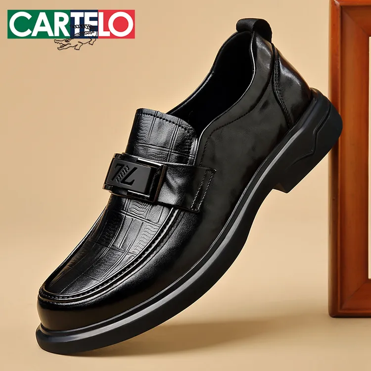 CARTELO/卡帝乐鳄鱼休闲皮鞋正装厚底爸爸鞋商务风真皮圆头秋季男