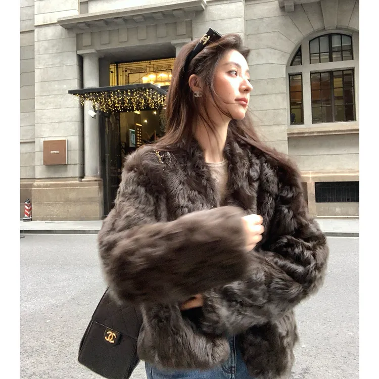 米汤家皮草“黑曜日记”海宁年轻新款皮毛一体羊卷毛皮草毛毛外套