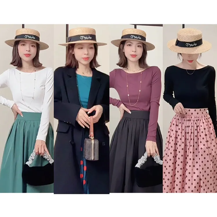 【迷雾花园】气质修身长袖T恤女秋冬小个子简约气质纯色上衣250818