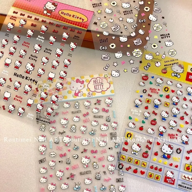 三丽鸥立体浮雕款hellokitty凯蒂kt猫可爱卡通日系美甲装饰指甲贴