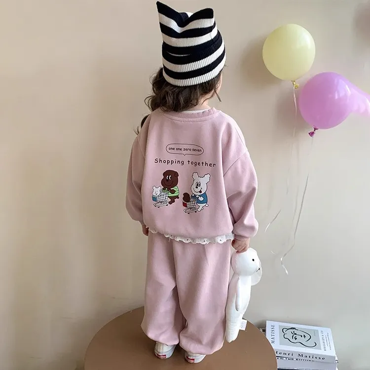 女童套装春秋季2025新款儿童装卫衣卫裤洋气时髦女宝宝运动两件套