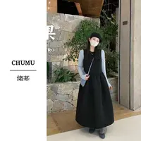 CHUMU/储慕【云锦棉花糖】宽松甜美叠穿露背绑带高腰显瘦背心连衣裙