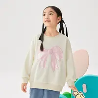 小茵曼女童卫衣长袖春秋休闲蝴蝶结印花洋气宽松套头衫3843063