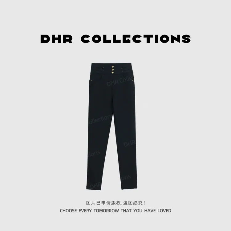 豆豆11【牛油果小黑裤】醋酸加绒加厚中腰紧身小脚裤9002DK-9003DK