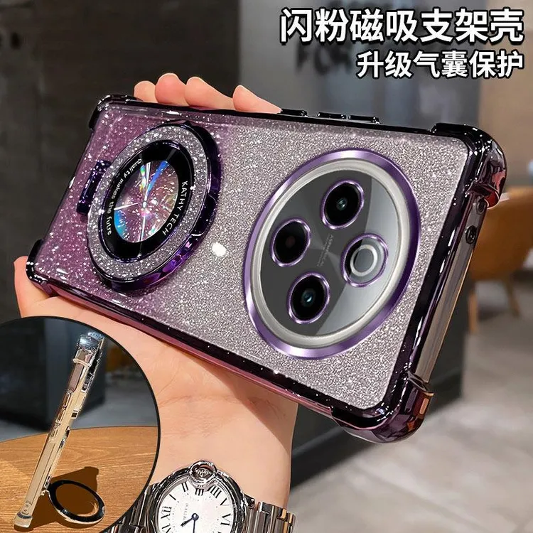 适用气囊防摔VIVOY300pro手机壳V2410A轻奢女全包支架闪粉软壳创