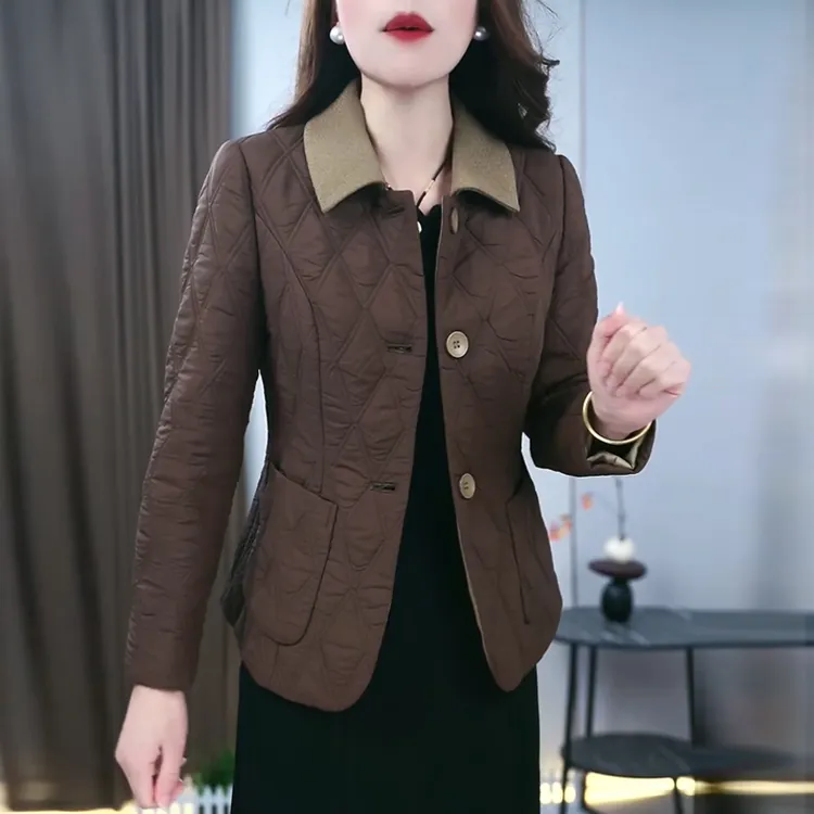 高级轻薄棉衣2025秋新款遮肚子显瘦通勤年轻洋气大码妈妈短款外套