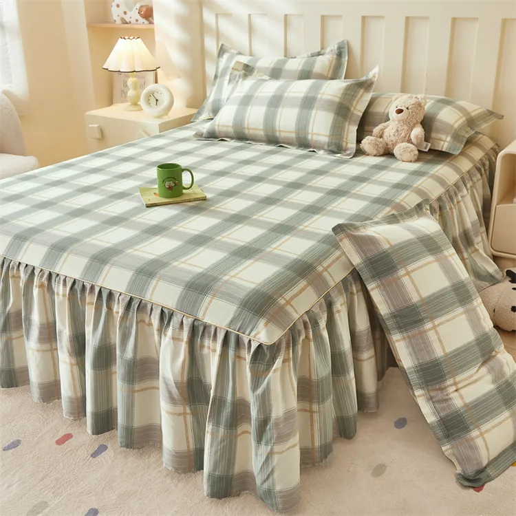 韩版印花A类全棉纯棉床裙床罩床单裙式小清新防滑防尘床套罩遮丑