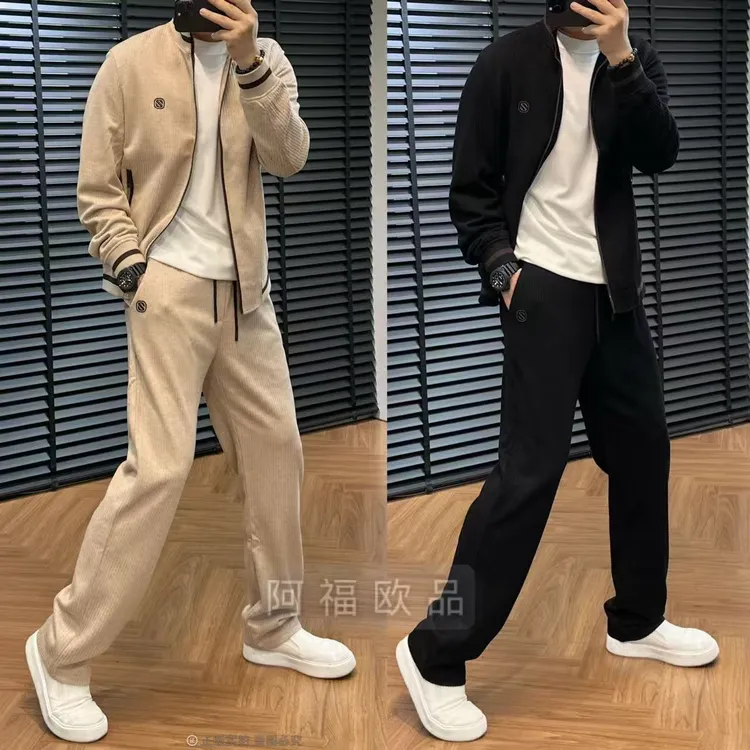 【雅绅男装】男士杰家净奢秋冬超软弹绒感定织套装潮流