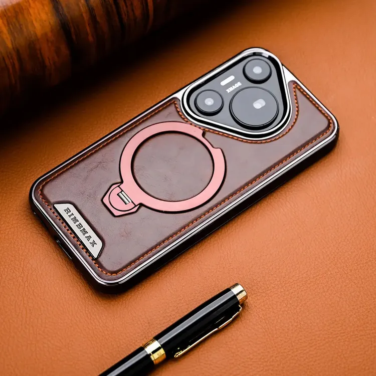 适用于华为Pura70Pro 高级感旋转支架磁吸手机壳高档皮质P60防摔