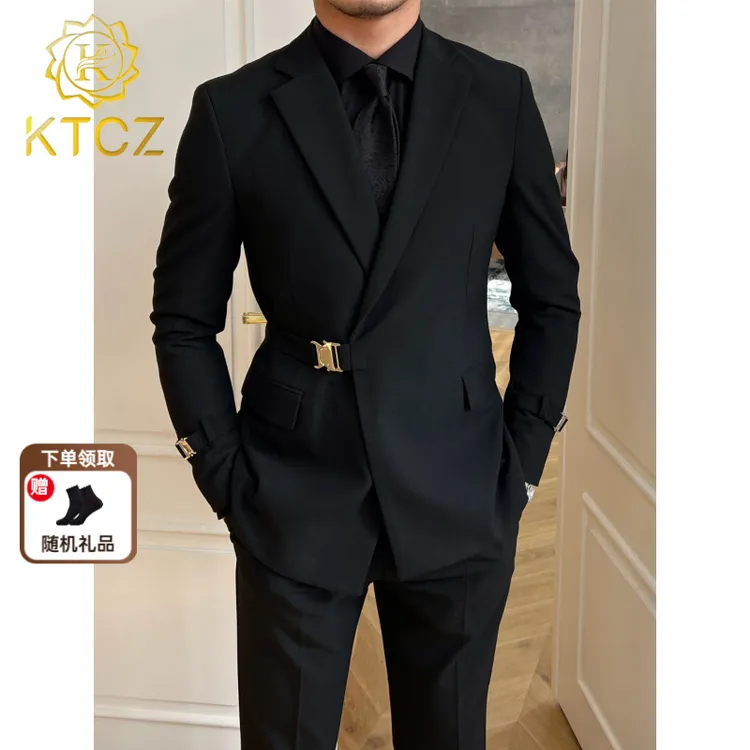 KTCZ春秋新款时尚韩版西服宴会通勤修身休闲百搭英伦日常西装套装