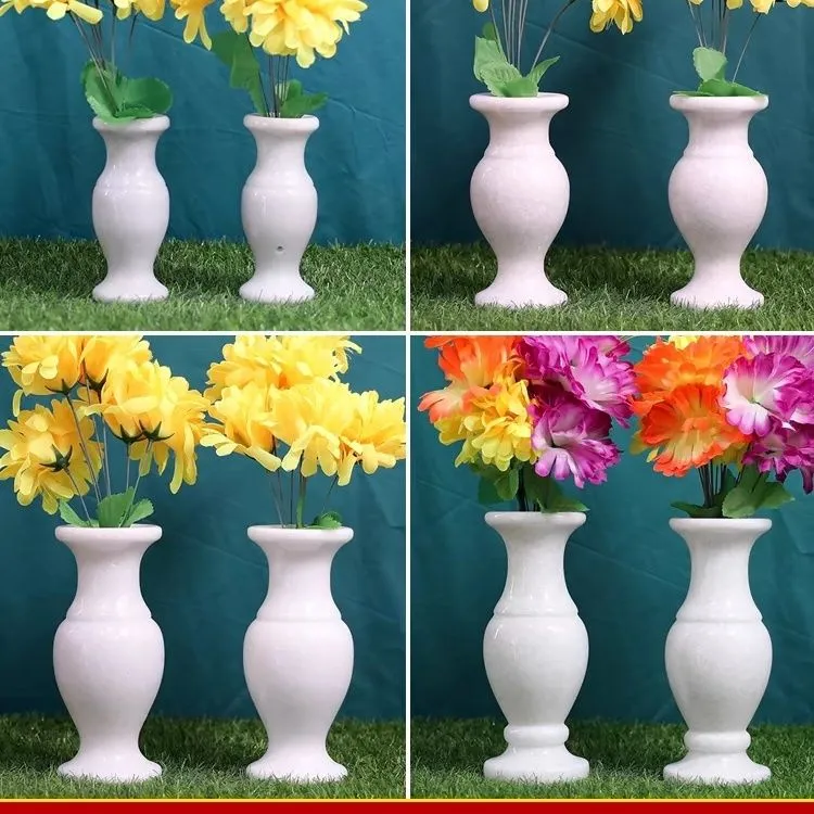 石雕花瓶天然石材汉白玉青石户外石花瓶摆件