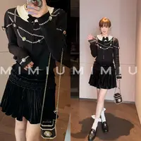 【mimius】喵喵 高奢重工珠珠提花装饰花边领针织衫+裙裤 WG09145