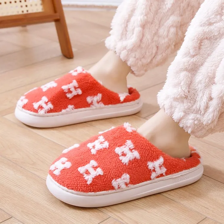 情侣冬季加厚加绒软底防滑居家棉拖鞋