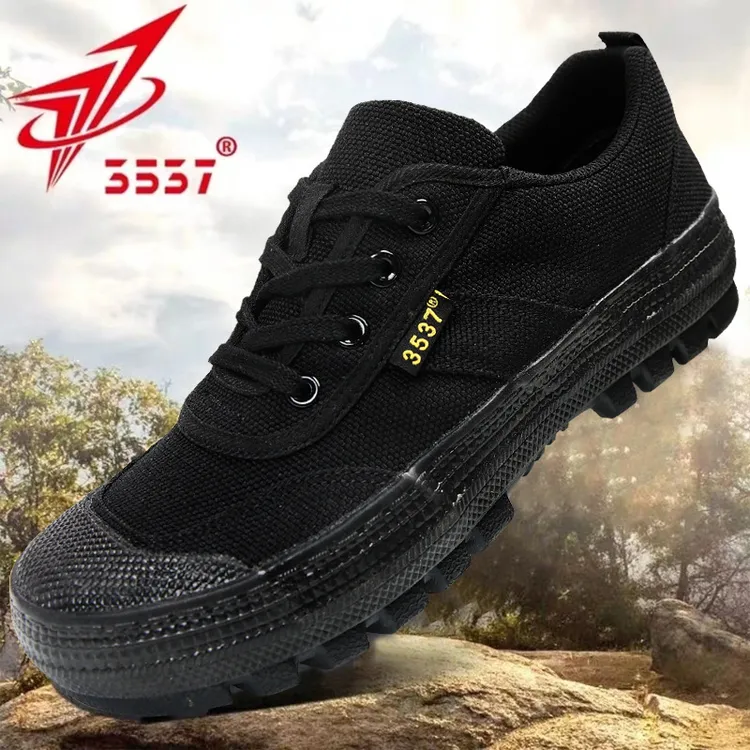 际华3537正品解放鞋男低帮训练鞋耐磨工地劳动胶鞋黑色帆布徒步鞋