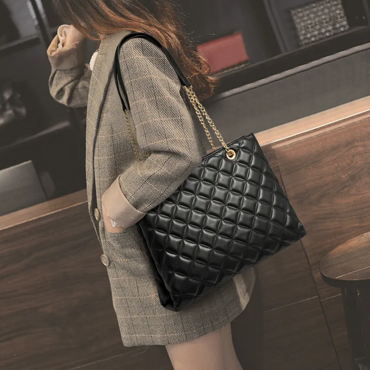 金狐狸包包女轻奢爆款菱格链条包大容量单肩包托特包女包腋下