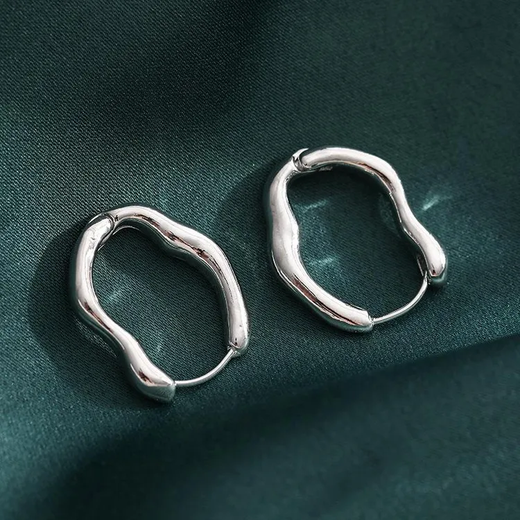 铜合金锆石耳饰 个性不规则冷淡风几何金属耳环新款女时尚简约百