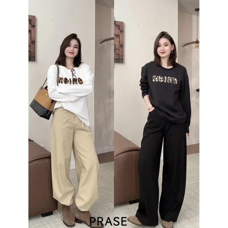 PRASE·噜【豹纹卫衣】微胖轻奢设计款秋女棉时尚贴布绣卫衣PR507B57