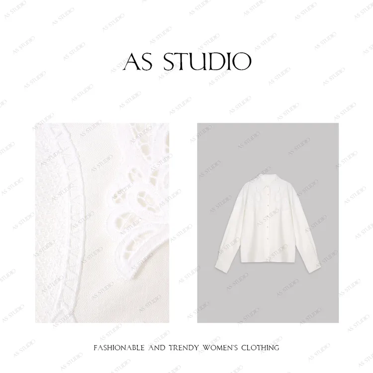 【AS叶影】25新设计感别致高级花朵镂空法式衬衫AS35CCS4393