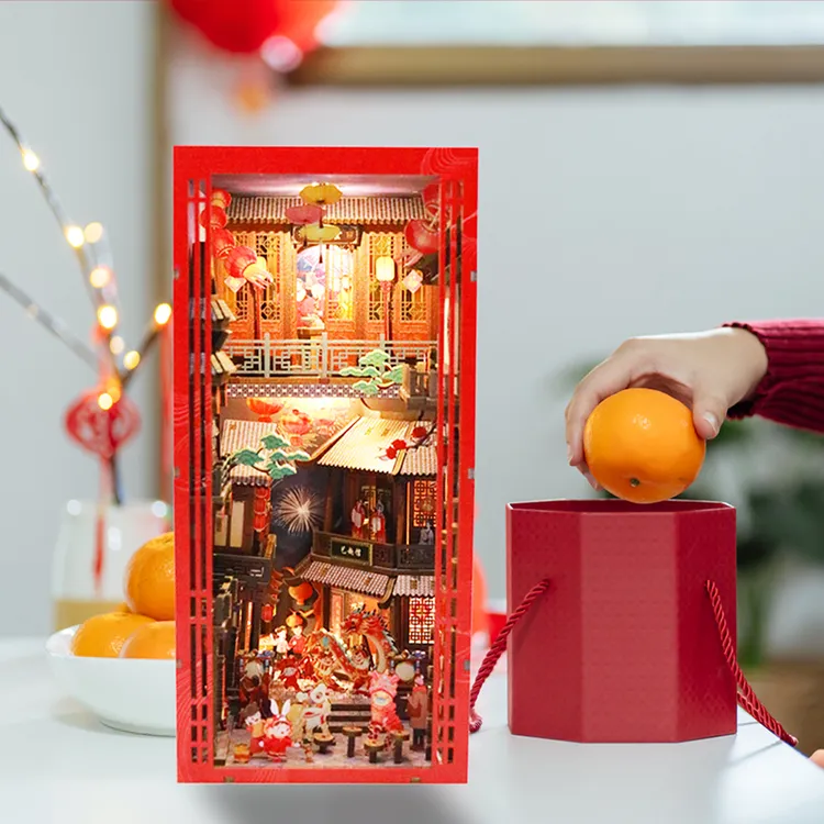 CHINA盛景舞龙舞狮中国diy3d拼图手工积木木质立体木质拼装模型