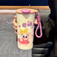 可爱卡通保温杯2025新款吸管水杯女高颜值便携随手杯言