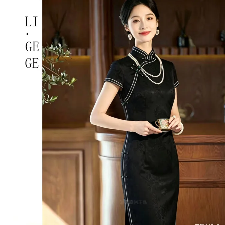【羊羊专属】Li.GEGE《墨青》改良高端年轻款绝美气质连衣裙QSCB1443