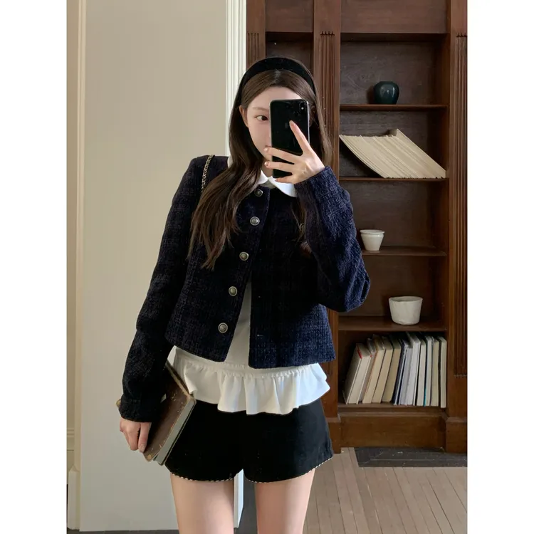 Y855 Y860《首尔氛围》小香风外套女秋季休闲短款小众气质韩系外套