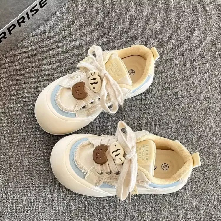 ABC女童小众板鞋2025年春季新款百搭休闲鞋大头面包鞋厚底小白鞋 