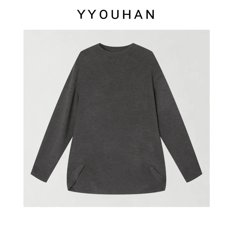 月月 2025冬季新款小众设计极简宽松纯色百搭亲肤T恤 2512C8825