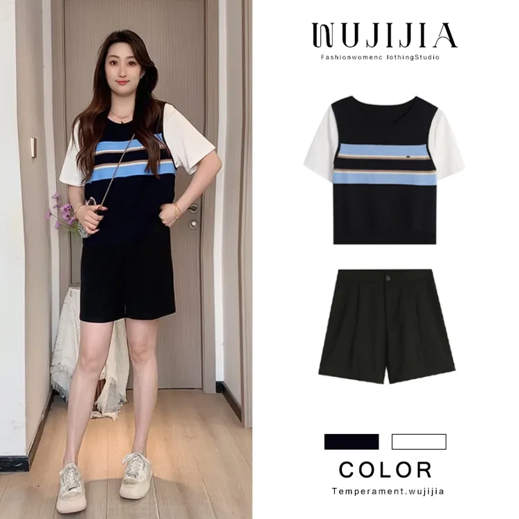 【美院转校生】藏青色上衣ZL108577搭配ZL105780黑色短裤