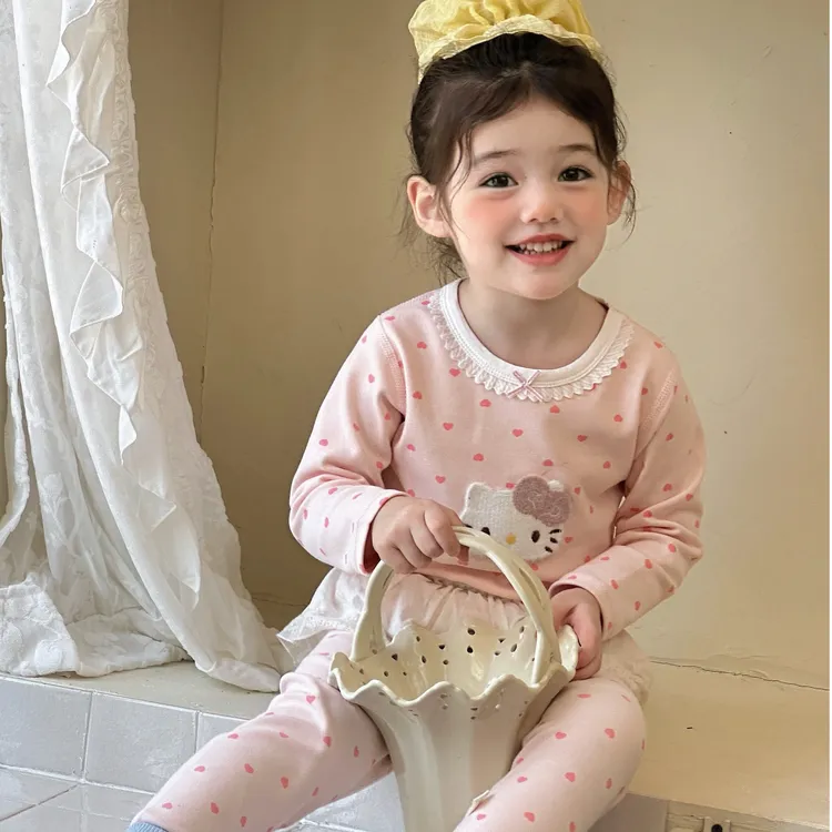 【多鱼】冬季加厚300g纯棉秋衣秋裤男女童秋冬家居服女宝睡衣套装