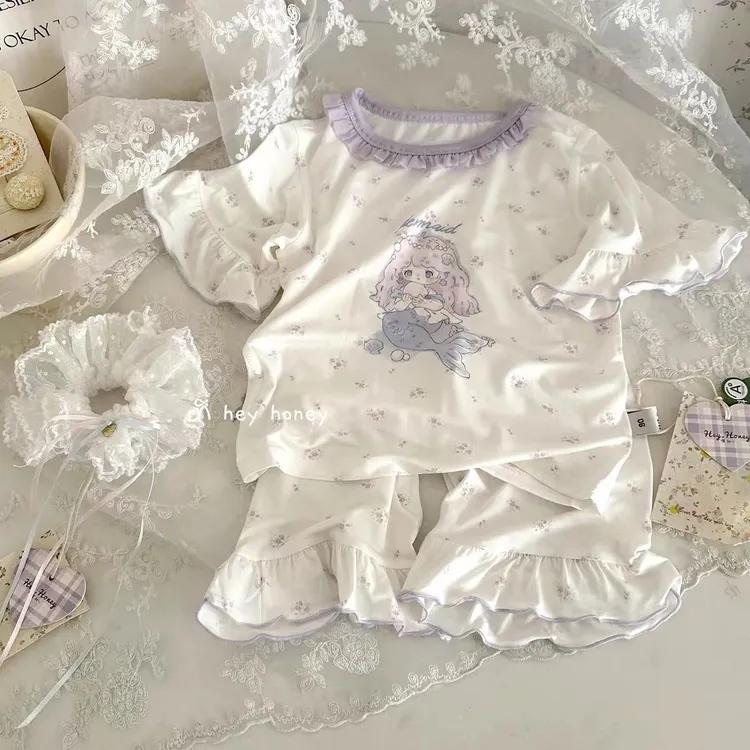 2025新款儿童夏季卡通睡衣女童家居服睡衣卡通莫代尔薄款短袖套装