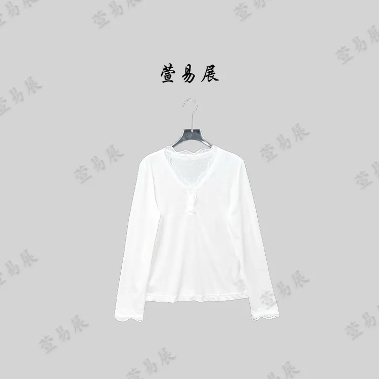 萱易展-蕾丝花边时尚百搭休闲蕾丝饰边长袖上衣-TX7710