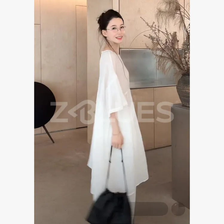 Z.blues【蝉翼质感】干爽细腻苎麻微透连衣裙娃娃裙YZXSJ8337