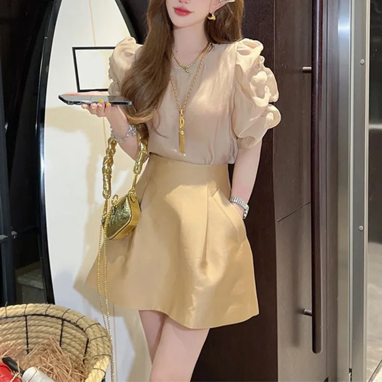 B2025年夏季小个子纯欲气质名媛网红辣妹穿搭两件套装高腰半身裙