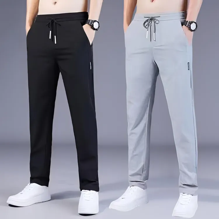 冰丝裤男士薄款弹力潮流速干裤百搭潮流直筒裤休闲裤夏季商务长裤