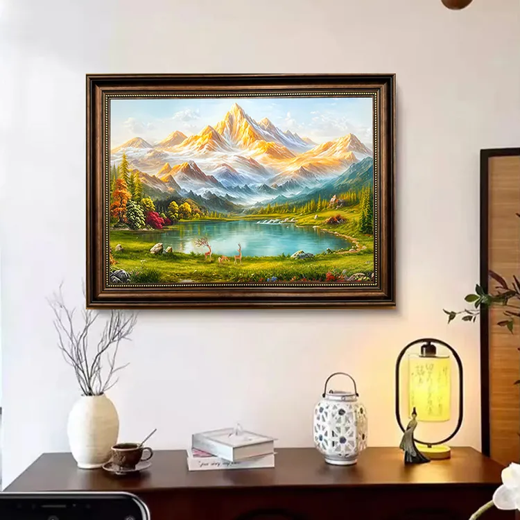 现代新古典金山福禄聚宝盆装饰画靠山图挂画DH10