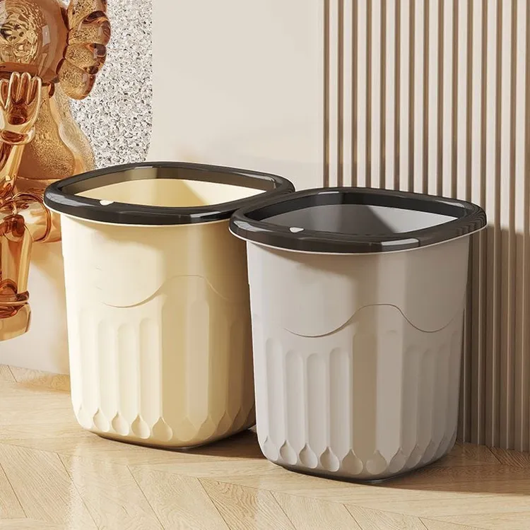 简约风垃圾桶防摔防漏压圈款方形加厚客厅大中收纳桶纸篓小号