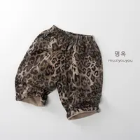 儿童豹纹棉质休闲长裤韩版秋季新款 男女童宝宽松个性裤子潮童装